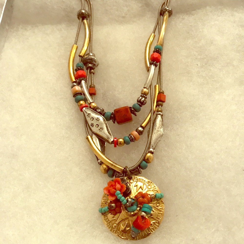 Gold and silver with flowers necklace